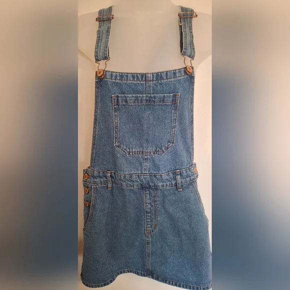 white christmas dresses Sleeveless Cutout Denim Overalls main image 1